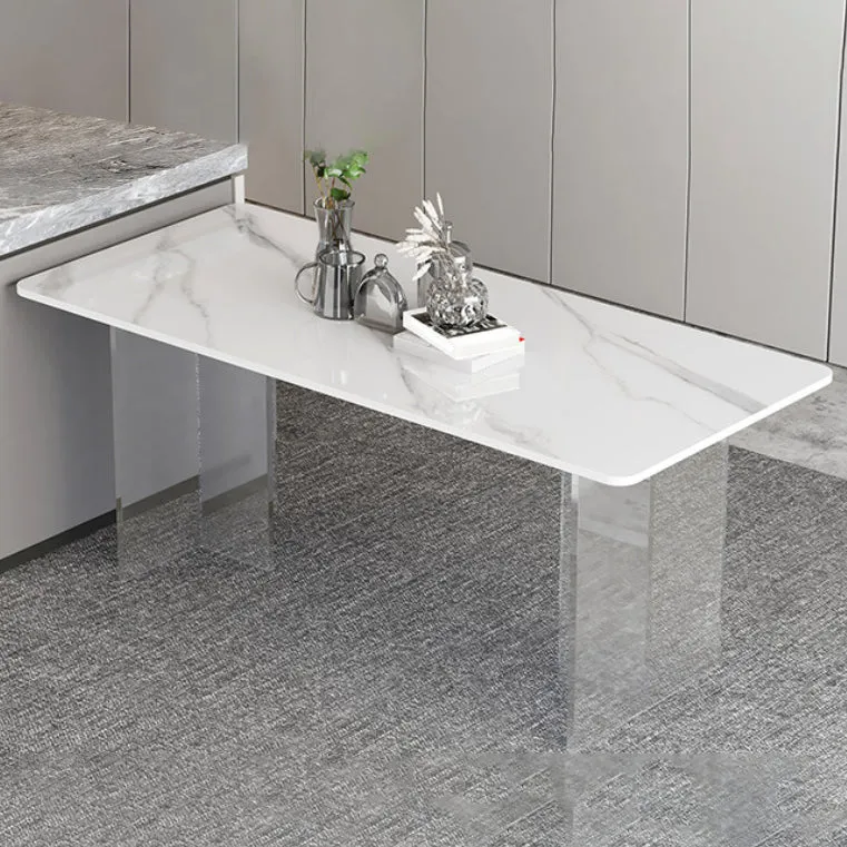 Set da pranzo moderno da 1/2/5 pezzi Tavolo da pranzo rettangolare pietra per la cucina della sala da pranzo Clearhalo