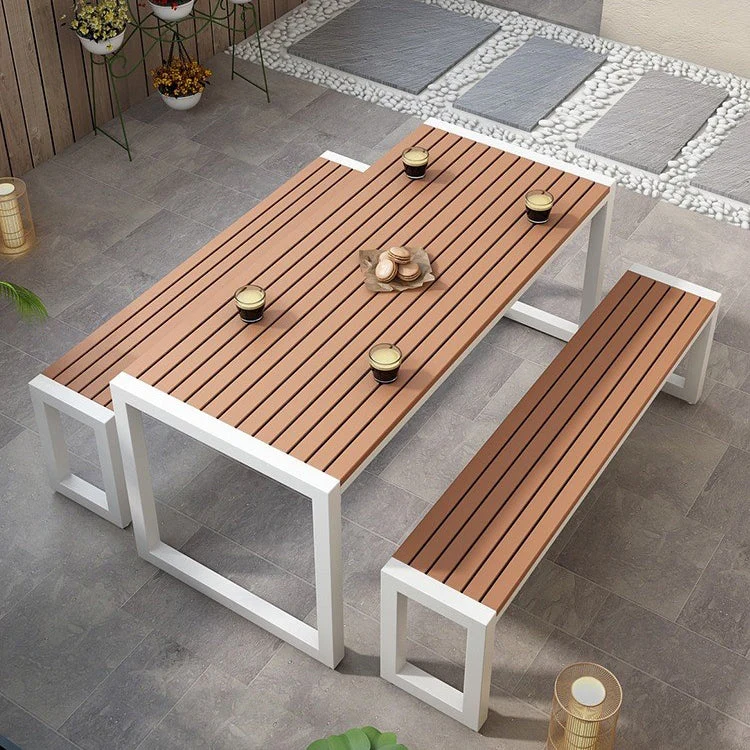 Set da pranzo moderno da 1/3/5 pezzi Tavolo da pranzo rettangolare legno per sala da pranzo Clearhalo