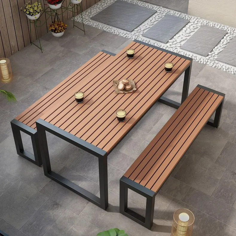 Set da pranzo moderno da 1/3/5 pezzi Tavolo da pranzo rettangolare legno per sala da pranzo Clearhalo