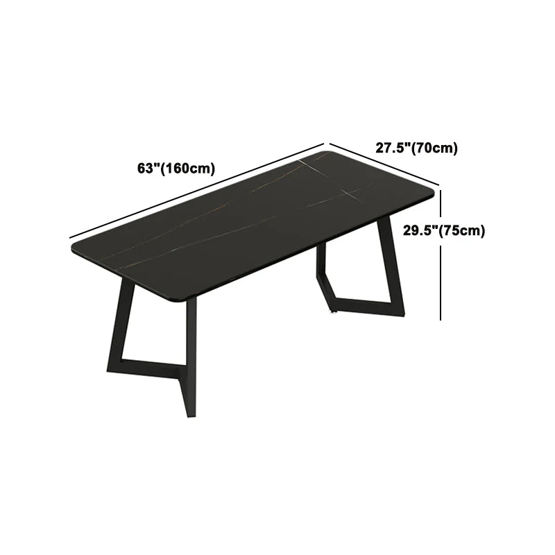 Set da pranzo moderno da 1/3/7 pezzi Tavolo da pranzo rettangolare pietra per bar Clearhalo