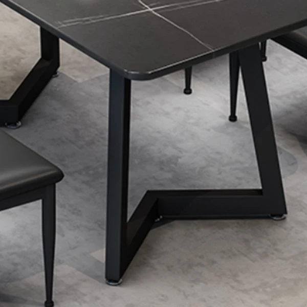 Set da pranzo moderno da 1/3/7 pezzi Tavolo da pranzo rettangolare pietra per bar Clearhalo