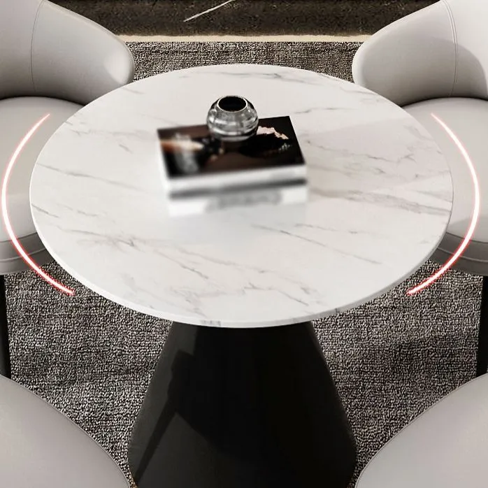 Set da pranzo moderno da 1/4/5 pezzi Set tavolo da pranzo rotondo con sedie pelle Clearhalo