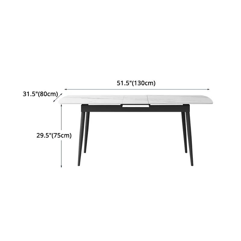 Set da pranzo moderno da 1/4/5/7 pezzi con tavolo da pranzo scalabile con piano pietra sinterizzata bianca Clearhalo