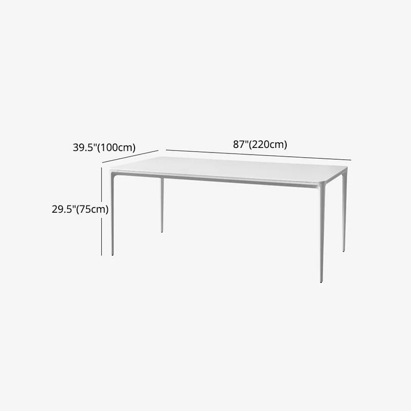 Set da pranzo moderno alluminio Set da tavolo da pranzo rettangolare pietra sinterizzata bianca da 1/2/7 pezzi Clearhalo