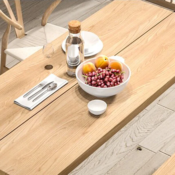 Set da pranzo moderno beige da 1/2/4 pezzi Set da tavolo da pranzo rettangolare legno di frassino Clearhalo
