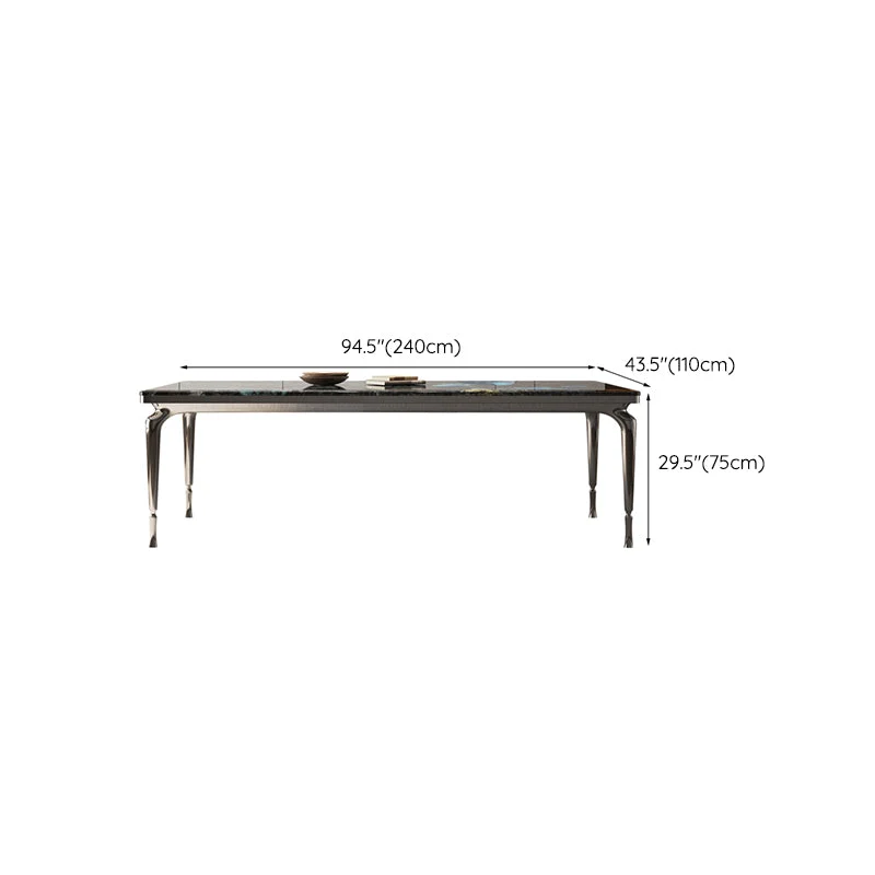 Set da pranzo moderno con base acciaio inossidabile rettangolare con piano pietra da 1/4/7 pezzi per la casa Clearhalo