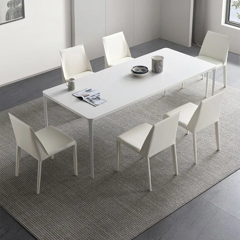 Set da pranzo moderno con piano pietra sinterizzata Set tavolo da pranzo rettangolare 1/2/4/5/6/7 pezzi Clearhalo