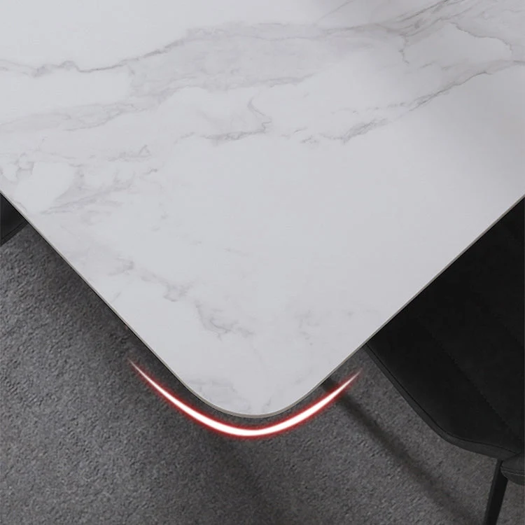 Set da pranzo moderno con piano pietra sinterizzata Set tavolo da pranzo rettangolare 1/2/5/7 pezzi Clearhalo