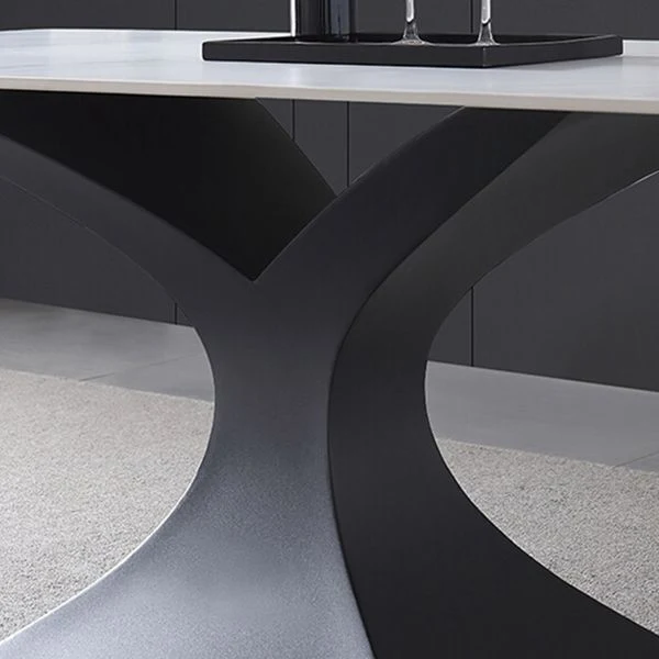 Set da pranzo moderno con piano pietra sinterizzata Set tavolo da pranzo rettangolare 1/2/5/7 pezzi Clearhalo