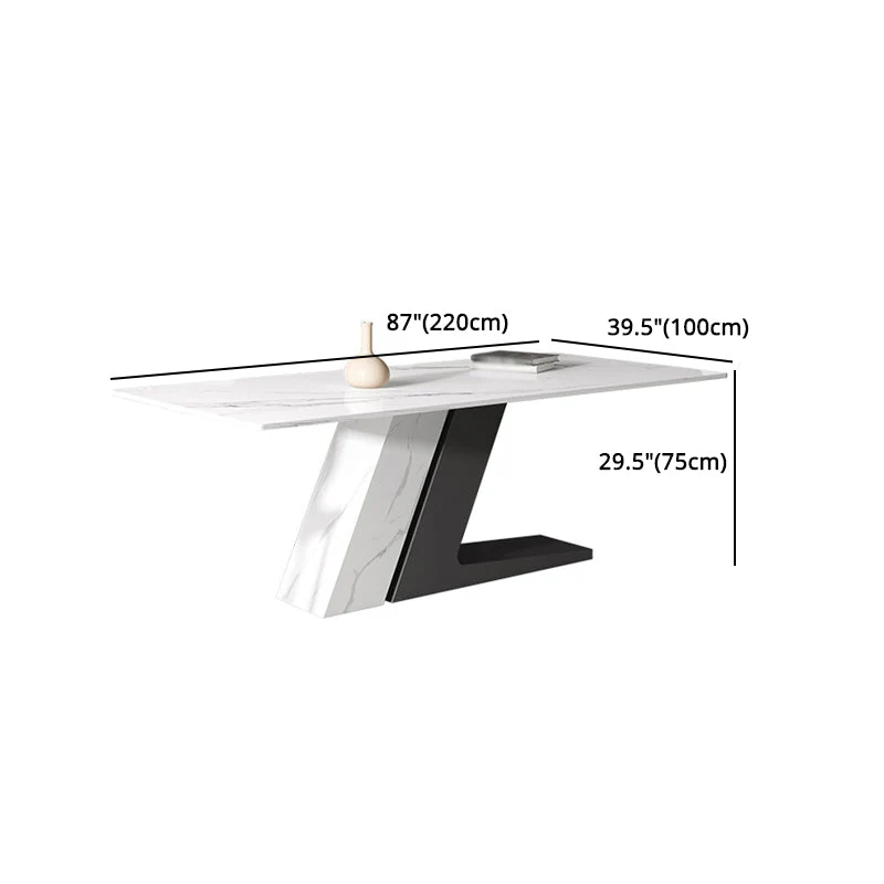 Set da pranzo moderno con piano pietra sinterizzata Set tavolo da pranzo rettangolare 1/2/5/7 pezzi Clearhalo
