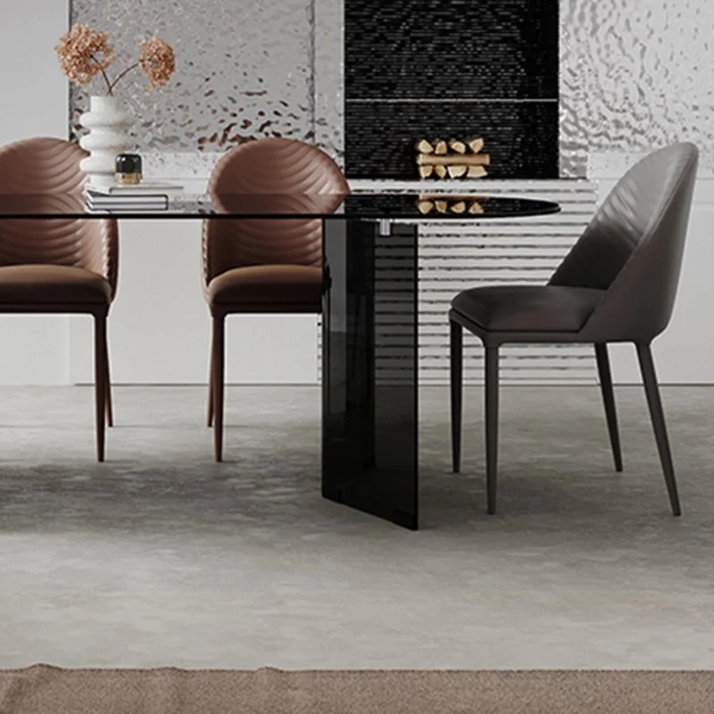 Set da pranzo moderno con piano vetro temperato ovale da 1/2/5/7 pezzi per la casa Clearhalo