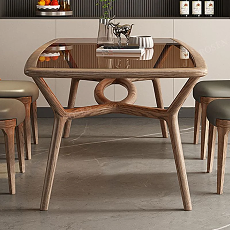 Set da pranzo moderno con piano vetro temperato, base 4 gambe per cucina Clearhalo