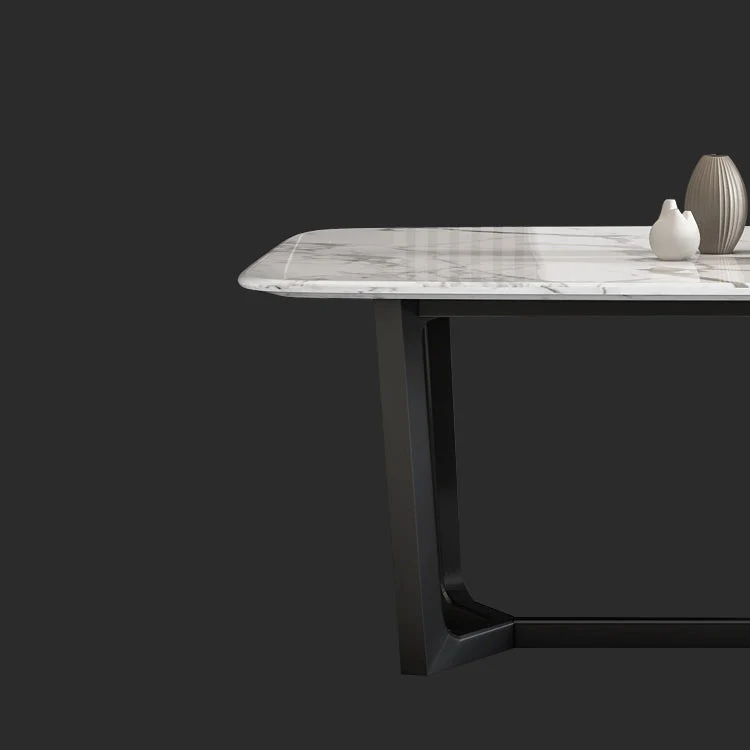 Set da pranzo moderno con struttura legno e piano marmo bianco da 5/7 pezzi per la casa Clearhalo