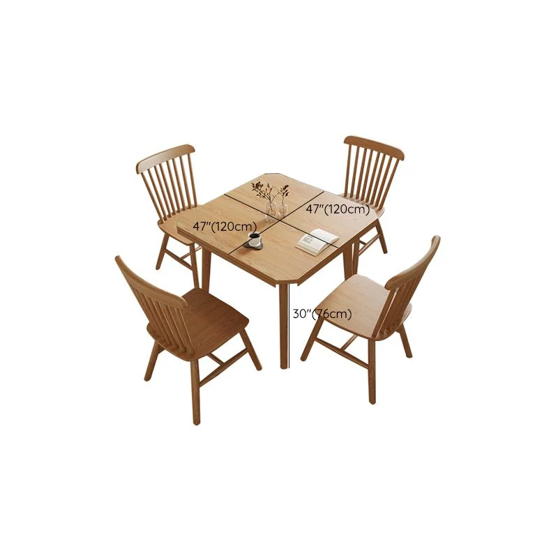 Set da pranzo moderno legno massello da 1/3/5 pezzi colore naturale Clearhalo