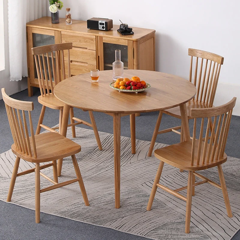 Set da pranzo moderno legno di quercia 1/5 pezzi Set da pranzo marrone con sedie legno Clearhalo