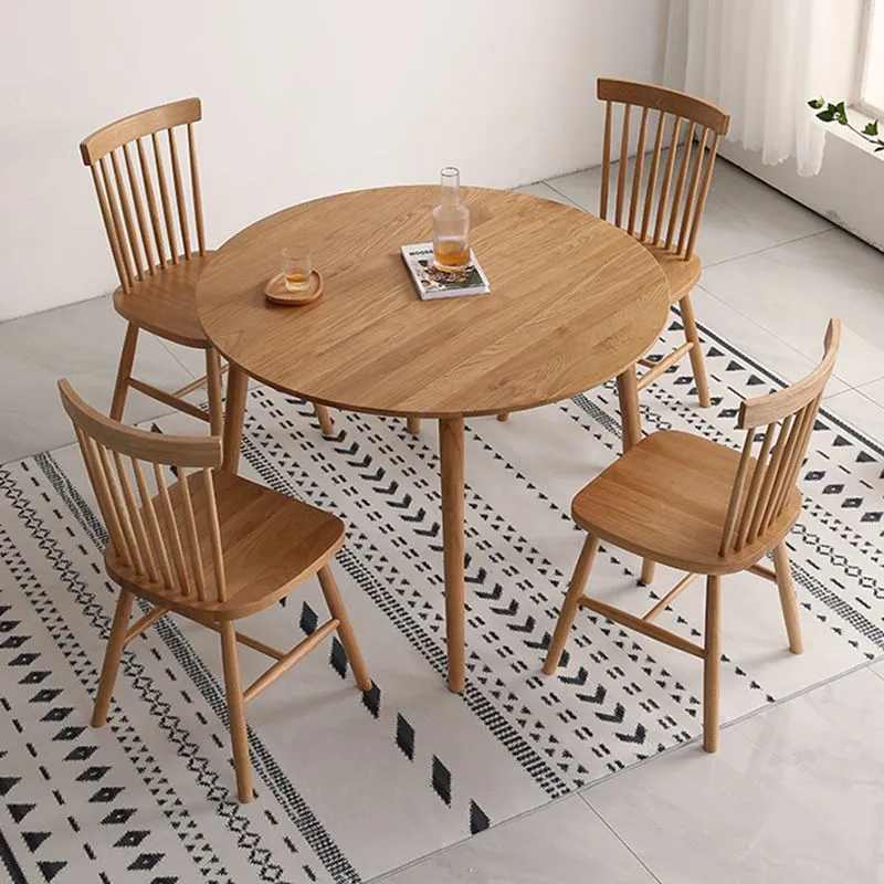 Set da pranzo moderno legno di quercia 1/5 pezzi Set da pranzo marrone con sedie legno Clearhalo