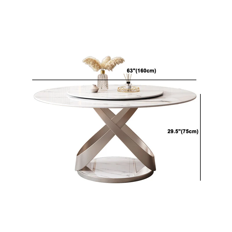 Set da pranzo moderno pelle Tavolo da pranzo rotondo e sedie da 1/4/5/7 pezzi Clearhalo