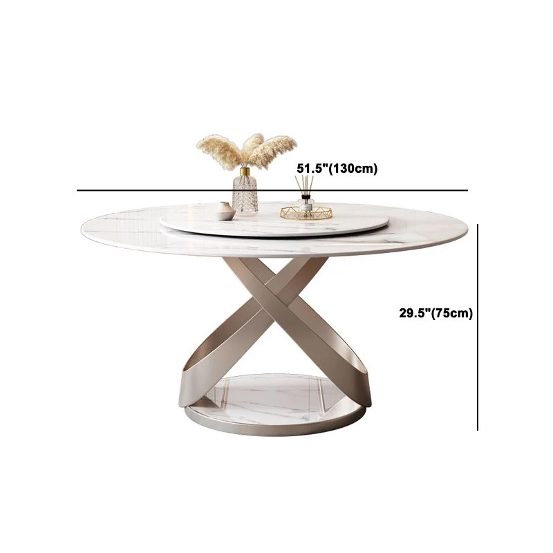 Set da pranzo moderno pelle Tavolo da pranzo rotondo e sedie da 1/4/5/7 pezzi Clearhalo