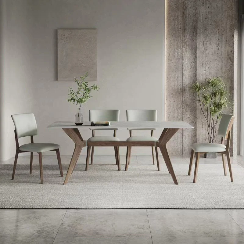 Set da pranzo moderno per la casa, tavolo da pranzo rettangolare da 1/4/5/7 pezzi Clearhalo