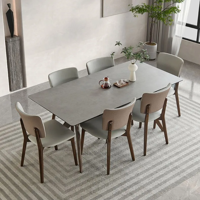 Set da pranzo moderno per la casa, tavolo da pranzo rettangolare da 1/4/5/7 pezzi Clearhalo
