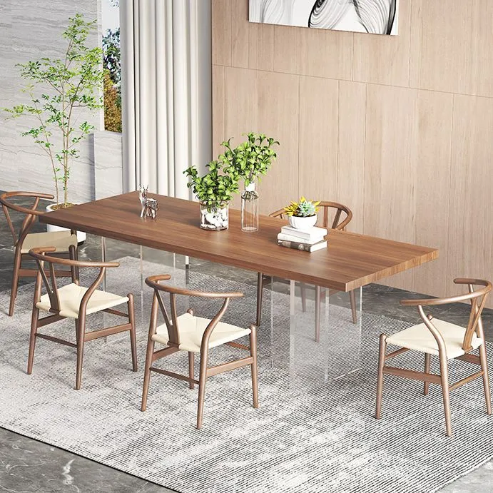 Set da pranzo moderno da 1/6 pezzi Tavolo da pranzo rettangolare legno di pino per sala da pranzo Clearhalo