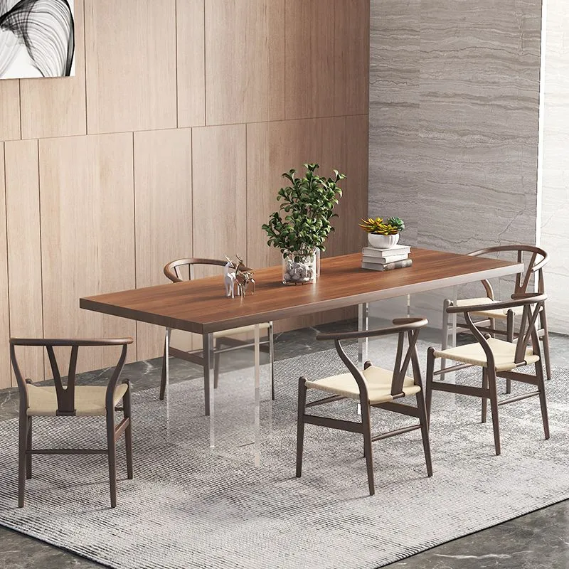 Set da pranzo moderno da 1/6 pezzi Tavolo da pranzo rettangolare legno di pino per sala da pranzo Clearhalo