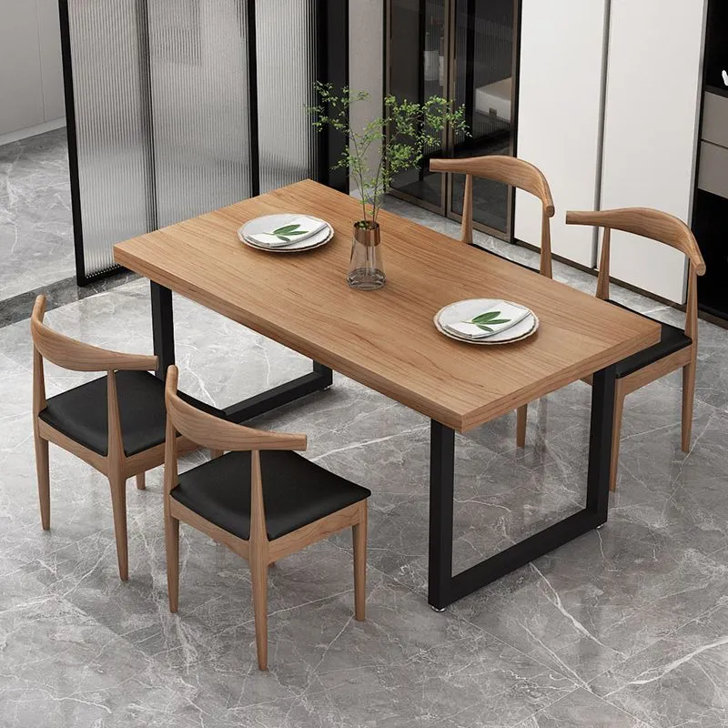 Set da pranzo moderno da 1/5 pezzi Tavolo da pranzo rettangolare legno per cucina Clearhalo