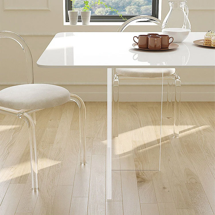 Set da pranzo moderno da 1/7 pezzi Tavolo da pranzo rettangolare pietra per cucina Clearhalo