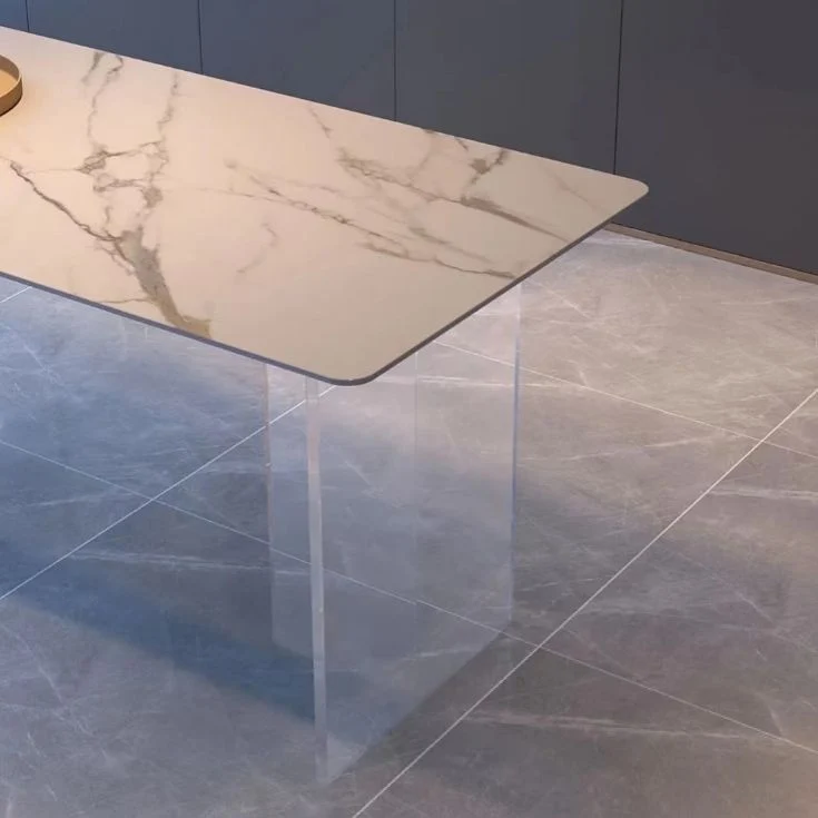Set da pranzo moderno da 1/7 pezzi Tavolo da pranzo rettangolare pietra per ristorante Clearhalo