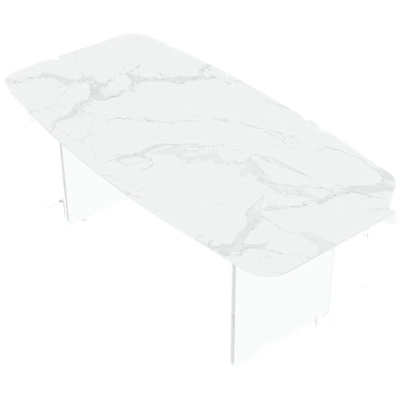 Set da pranzo moderno da 1/7 pezzi Tavolo da pranzo rettangolare pietra per ristorante Clearhalo