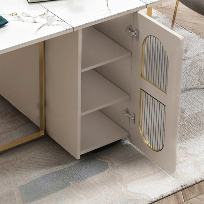 Set da pranzo moderno pieghevole multiuso pietra sinterizzata da 1/3/5/7 pezzi per la casa Clearhalo