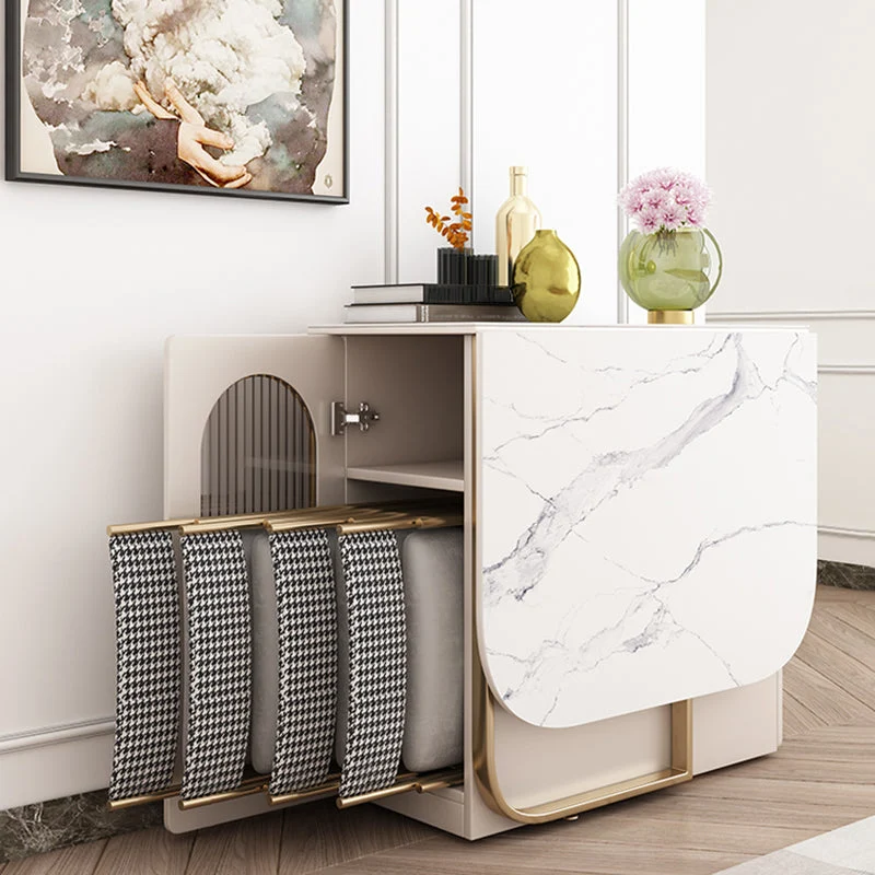 Set da pranzo moderno pieghevole multiuso pietra sinterizzata da 1/3/5/7 pezzi per la casa Clearhalo