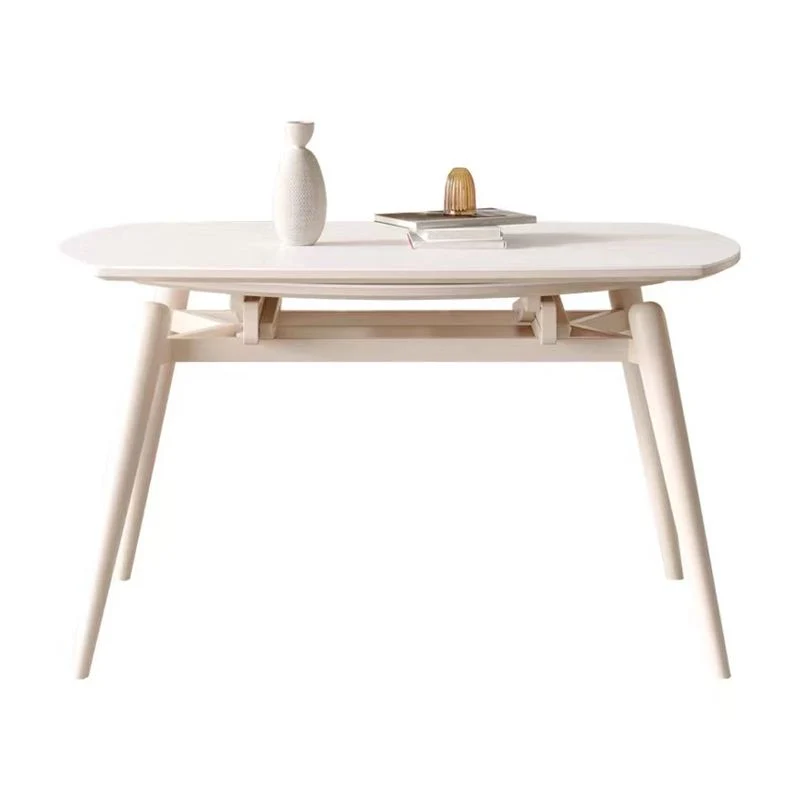 Set da pranzo moderno pietra sinterizzata da 1/5/7/9 pezzi bianco Clearhalo