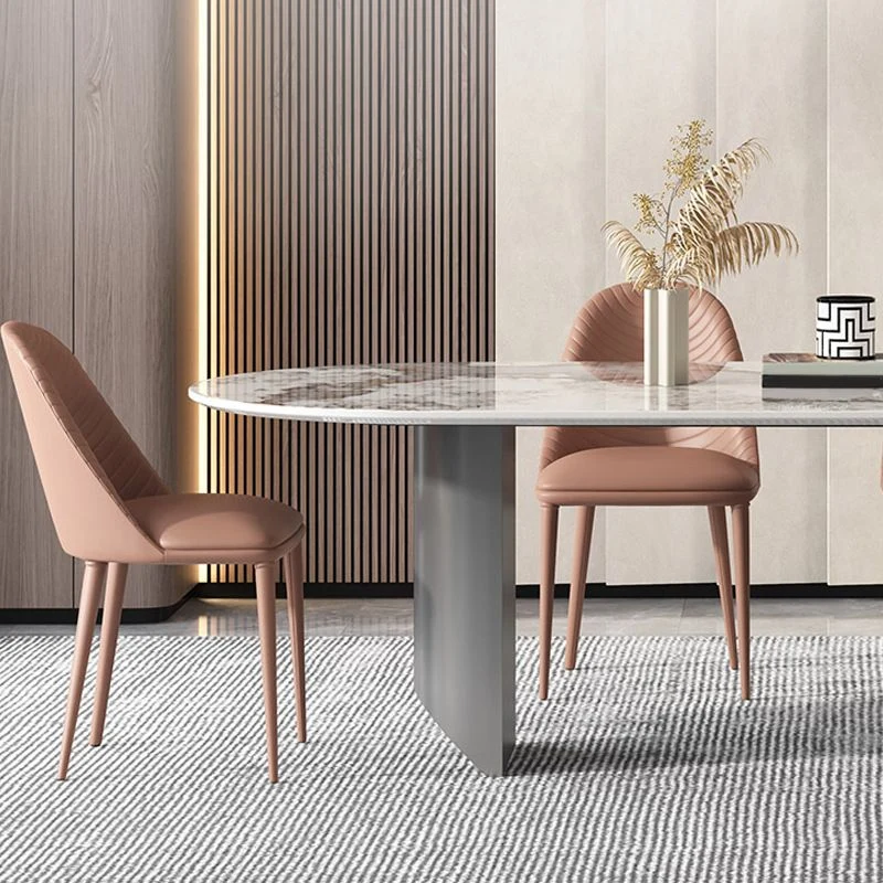 Set da pranzo moderno pietra sinterizzata ovale Set da pranzo da 1/4/5/7 pezzi per uso domestico Clearhalo