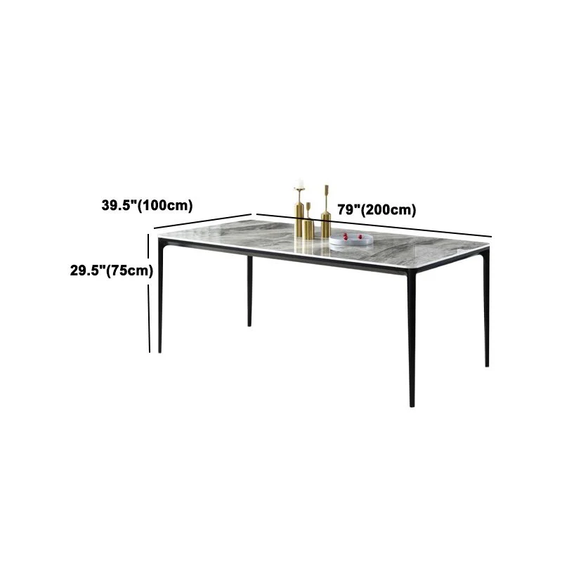 Set da pranzo moderno pietra sinterizzata rettangolare Set da pranzo da 1/4/6/7/9 pezzi Clearhalo