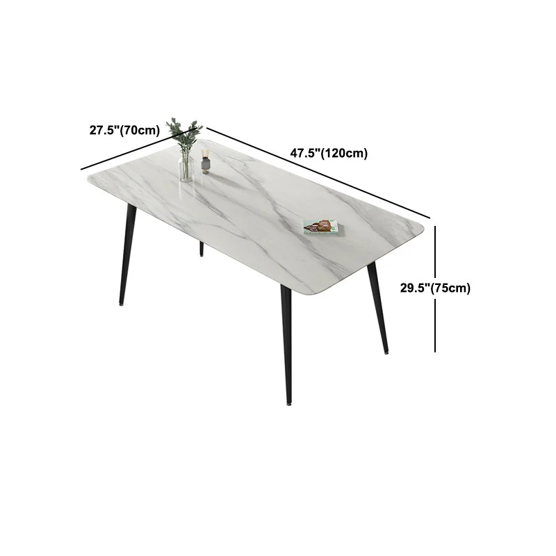 Set da pranzo moderno pietra sinterizzata rettangolare Set da pranzo da 1/2/5/6/7 pezzi per uso domestico Clearhalo