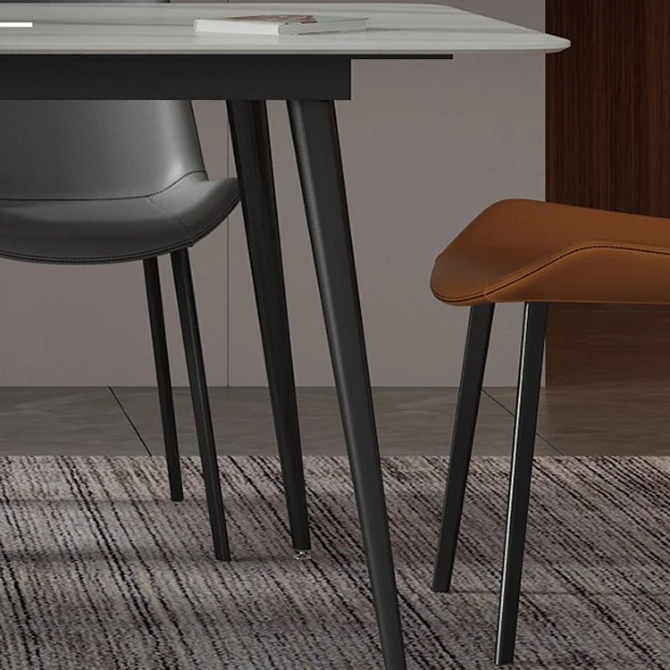 Set da pranzo moderno pietra sinterizzata rettangolare Set da pranzo da 1/2/5/6/7 pezzi per uso domestico Clearhalo