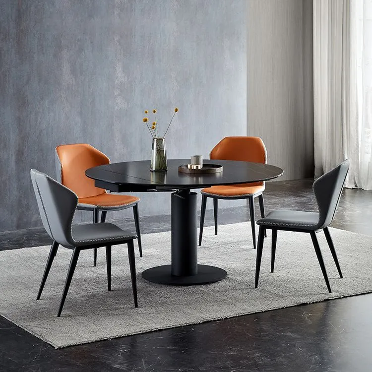 Set da pranzo moderno pietra sinterizzata Set da pranzo rotondo da 1/3/4/5/7 pezzi Clearhalo