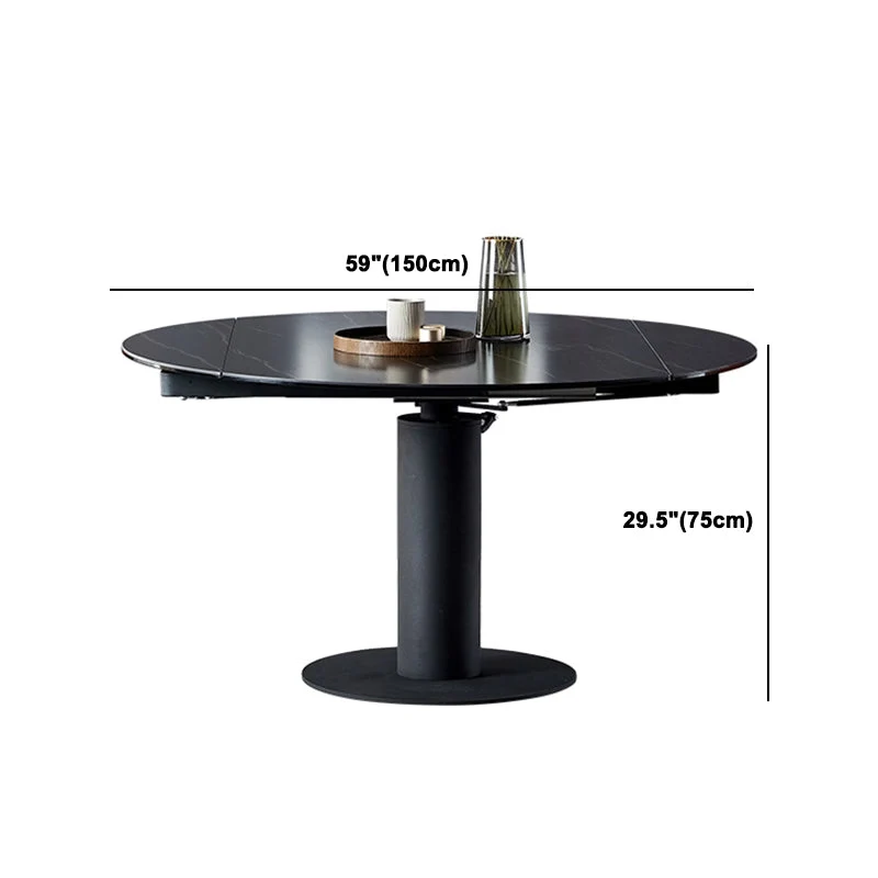 Set da pranzo moderno pietra sinterizzata Set da pranzo rotondo da 1/3/4/5/7 pezzi Clearhalo