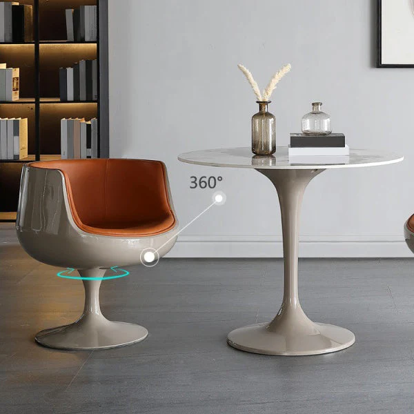 Set da pranzo moderno pietra sinterizzata Set da pranzo rotondo 1/2/4/5 pezzi Clearhalo
