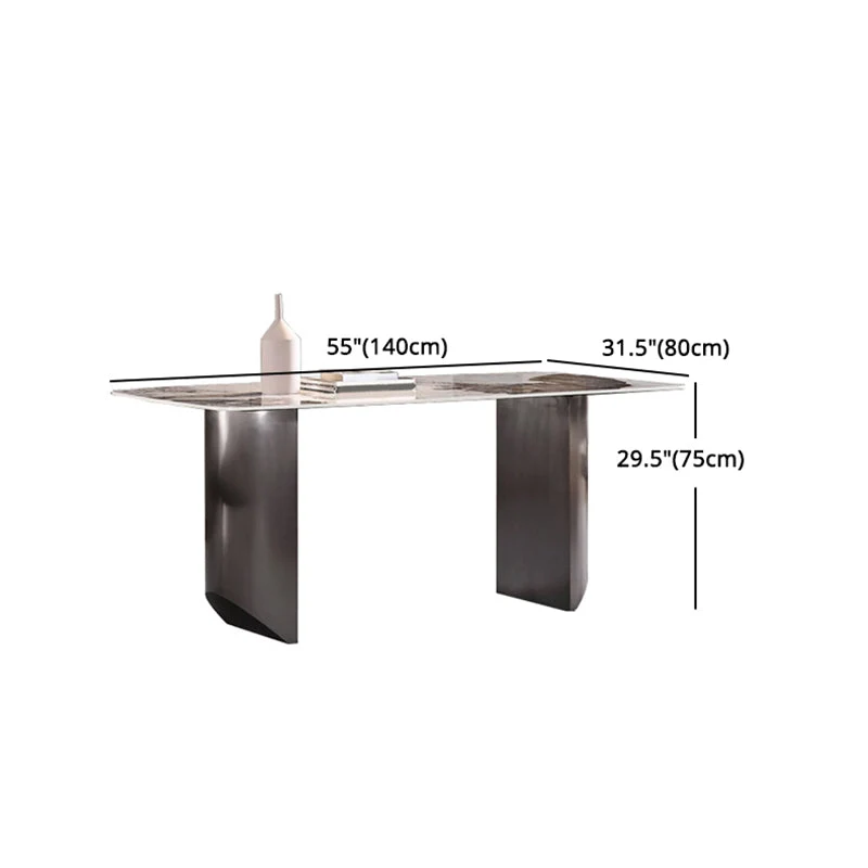 Set da pranzo moderno pietra sinterizzata Set tavolo da pranzo rettangolare 1/2/5/7 pezzi Clearhalo