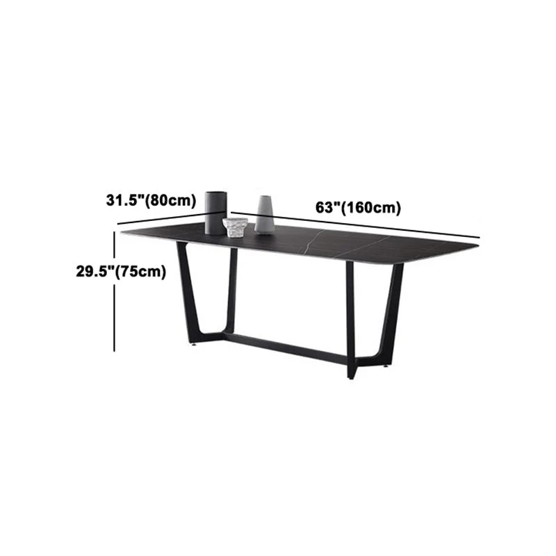 Set da pranzo moderno pietra sinterizzata Set da tavolo da pranzo rettangolare da 1/2/5/7 pezzi Clearhalo