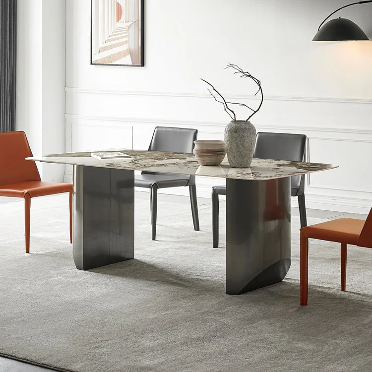 Set da pranzo moderno pietra sinterizzata Set da pranzo rotondo da 1/4/5 pezzi Clearhalo