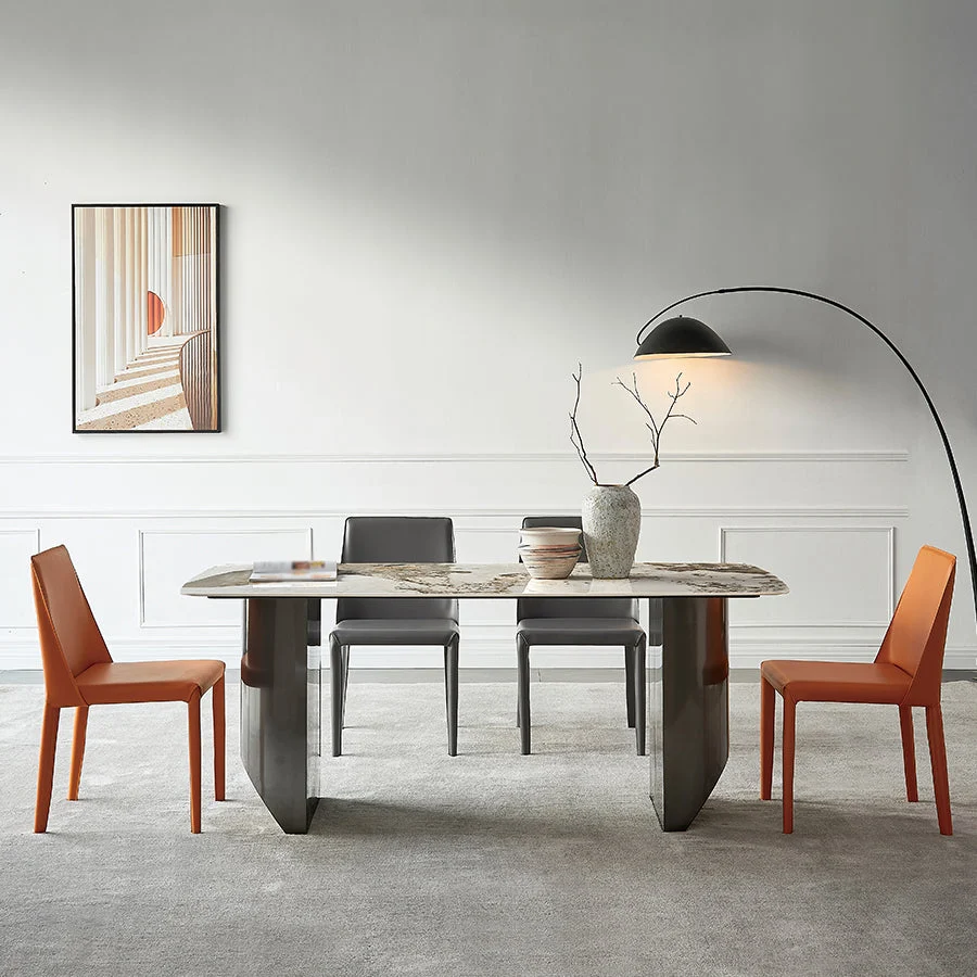 Set da pranzo moderno pietra sinterizzata Set da pranzo rotondo da 1/4/5 pezzi Clearhalo