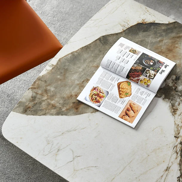 Set da pranzo moderno pietra sinterizzata Set da pranzo rotondo da 1/4/5 pezzi Clearhalo