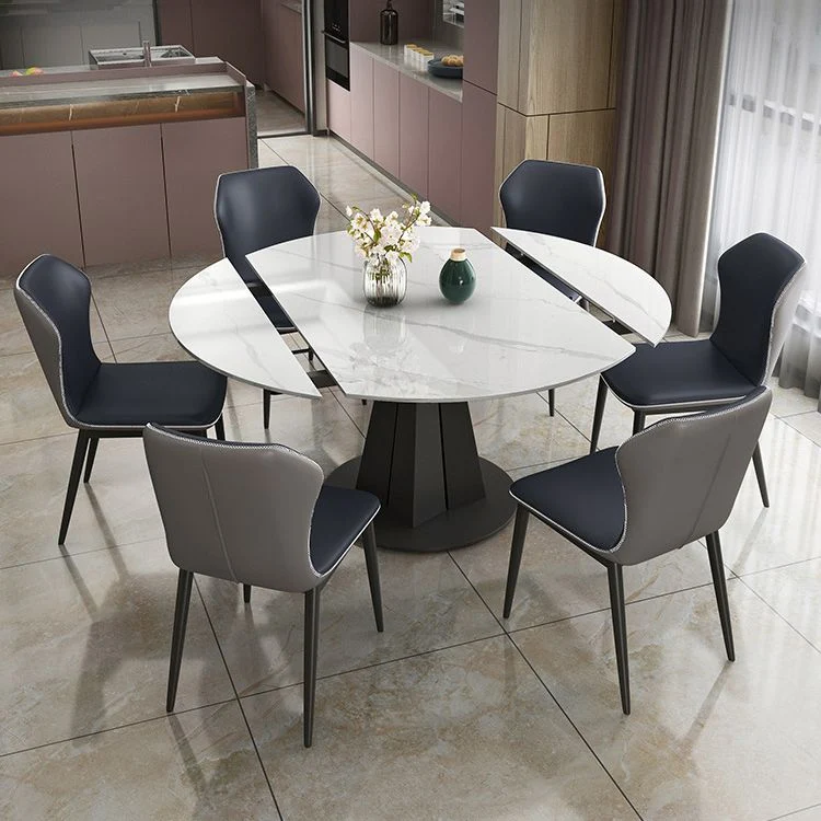 Set da pranzo moderno pietra sinterizzata Set da pranzo rotondo da 1/4/5/7 pezzi Clearhalo