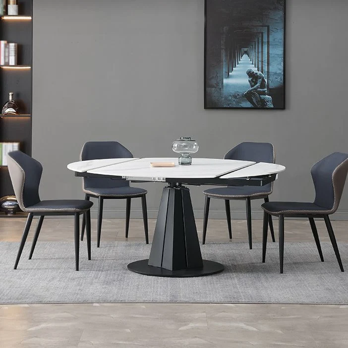 Set da pranzo moderno pietra sinterizzata Set da pranzo rotondo da 1/4/5/7 pezzi Clearhalo