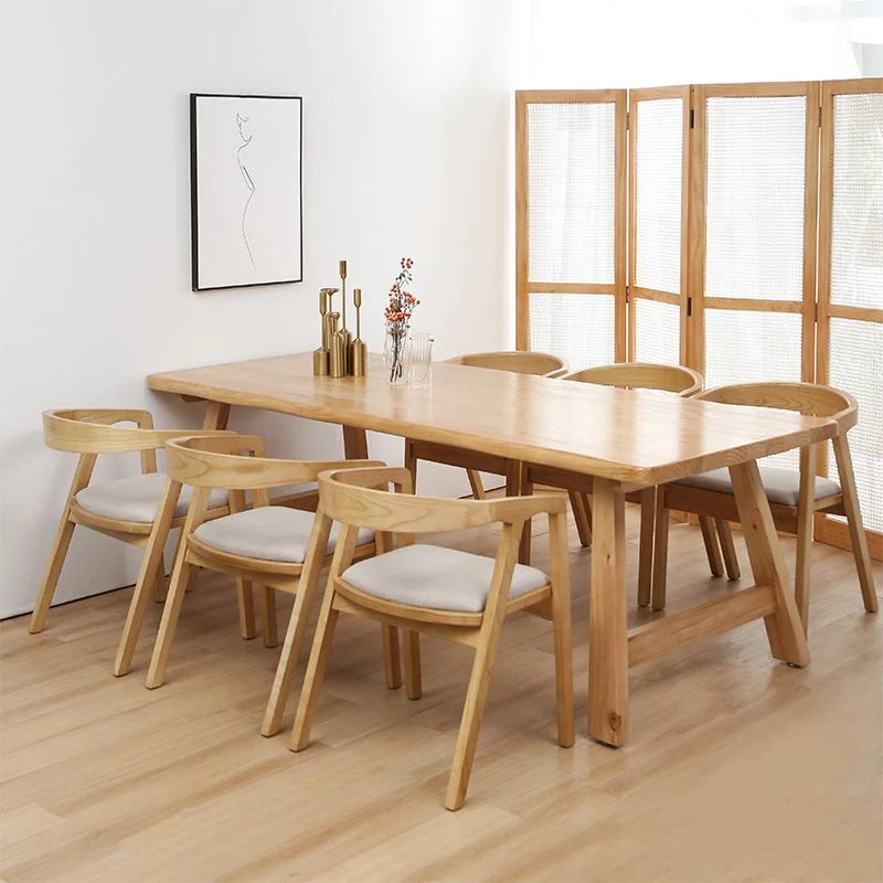 Set da pranzo moderno pino Tavolo da pranzo rettangolare da 1/4/5/7 pezzi con sedie Clearhalo