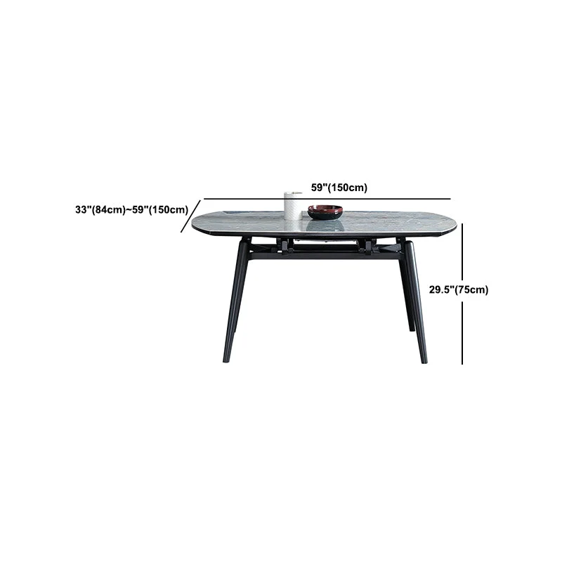 Set da pranzo moderno scalabile Set da tavolo da pranzo con piano pietra sinterizzata blu rotondo da 1/4/5/7 pezzi Clearhalo