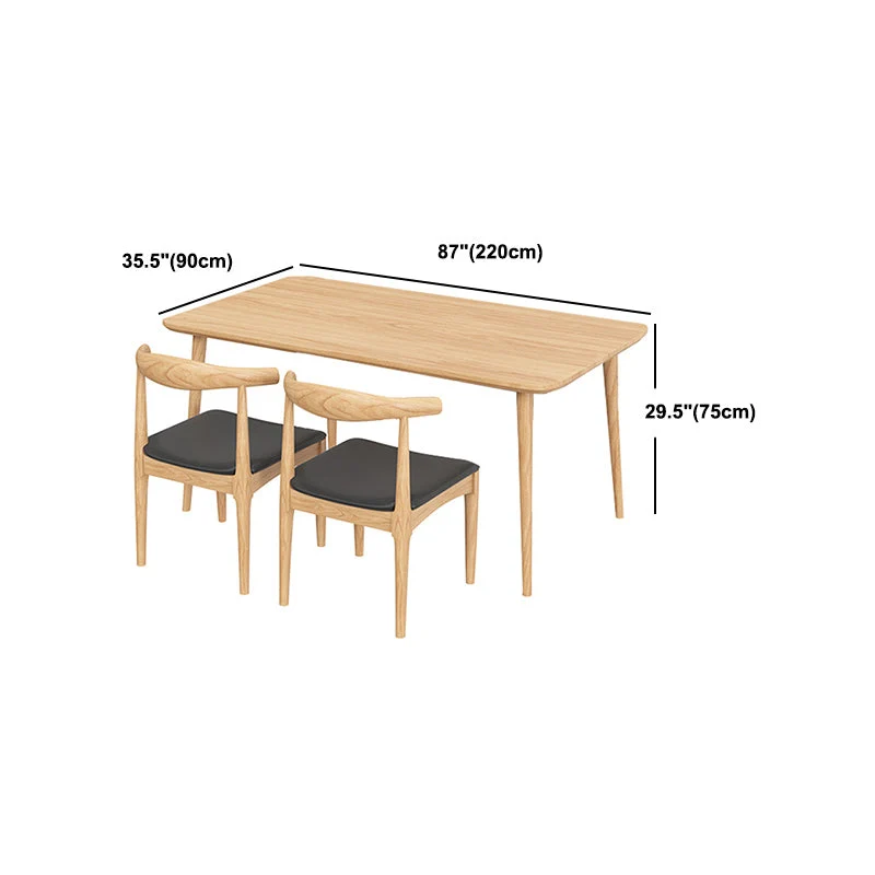 Set da pranzo moderno Tavolo legno massello da 1/2/5 pezzi con sedie corno di mucca e sedie Windsor Clearhalo
